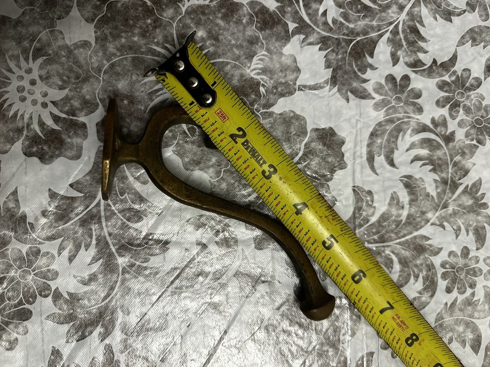 Antique Vintage Brass Coat Hook Large Double Hook