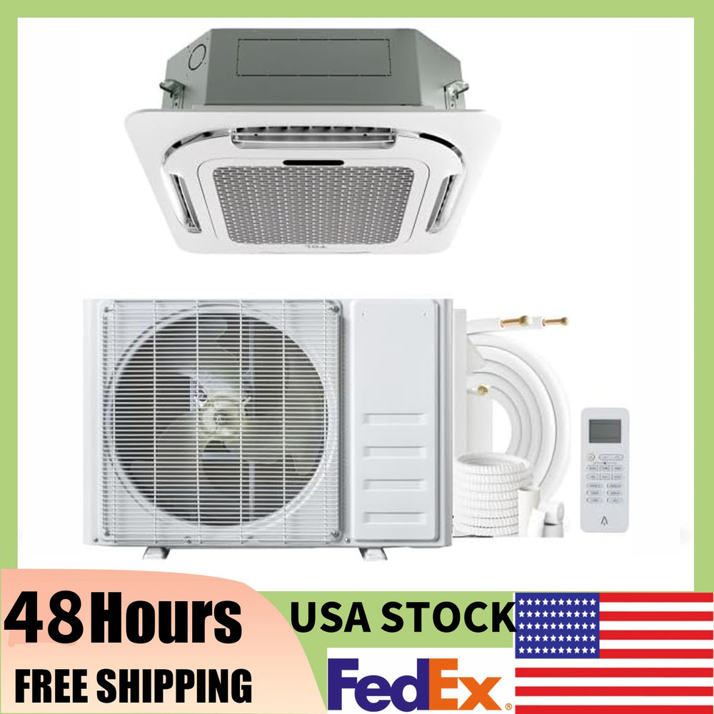 ⭐9000 BTU Ceiling Cassette Mini Split AC Cooling&Heating Ceiling Air Conditioner