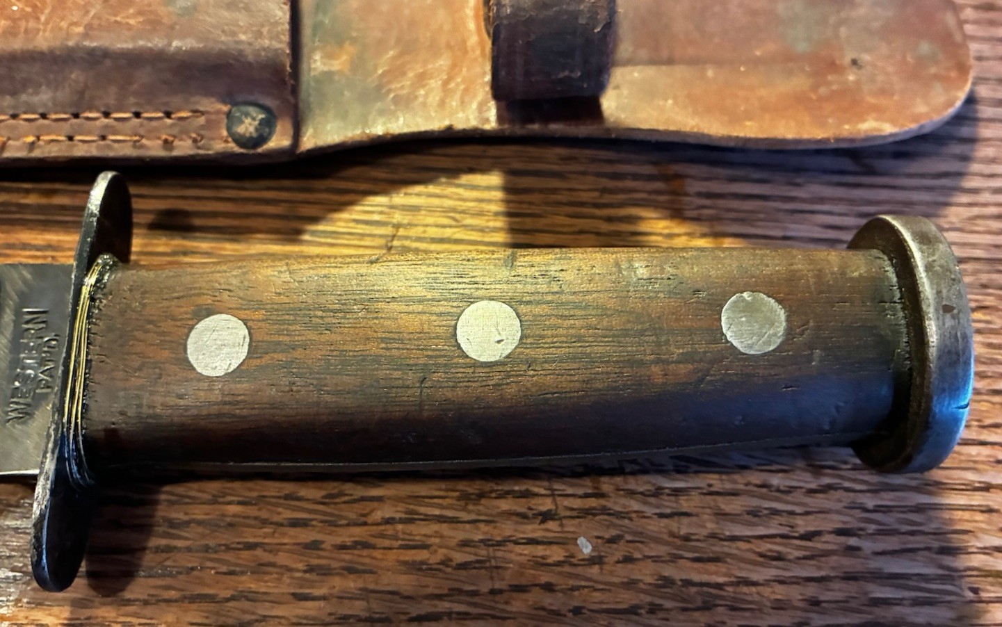 US Army USMC Marine WWII Theater Handle Western G46-8 Fighting Knife, Sheath Vtg