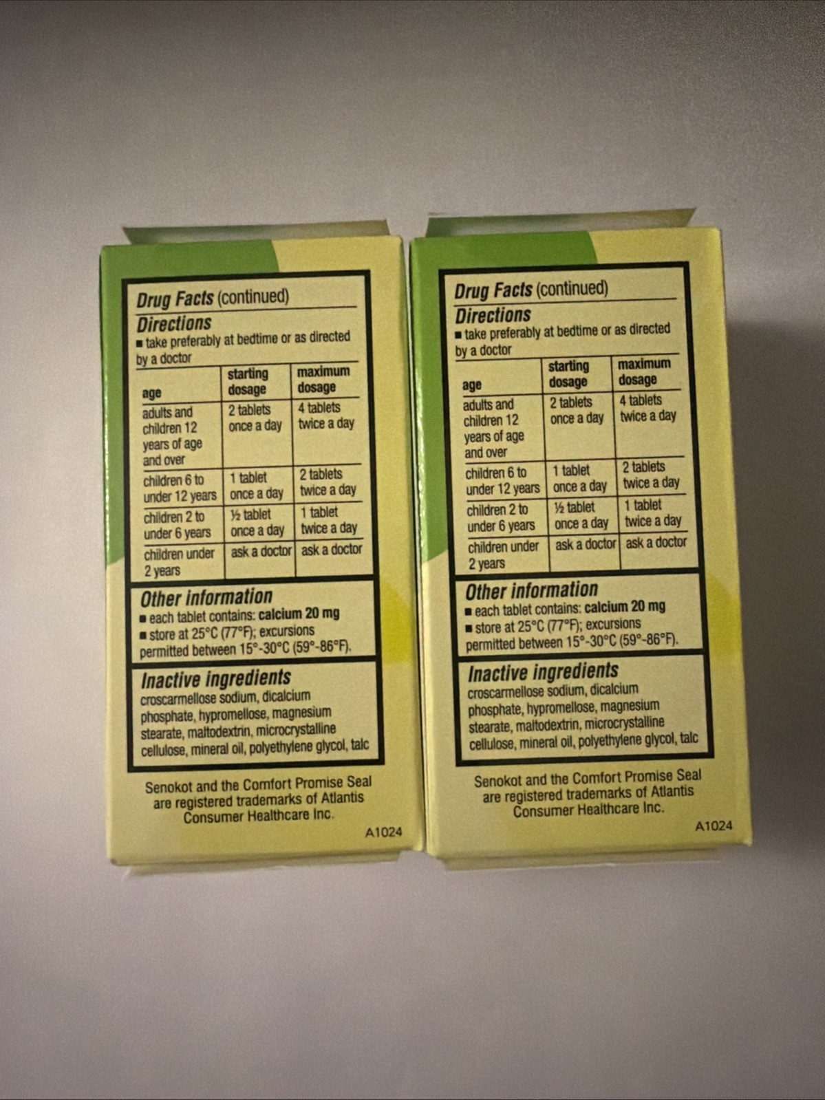 senokot regular strength 8.6mg 100 total tablets exp 2028