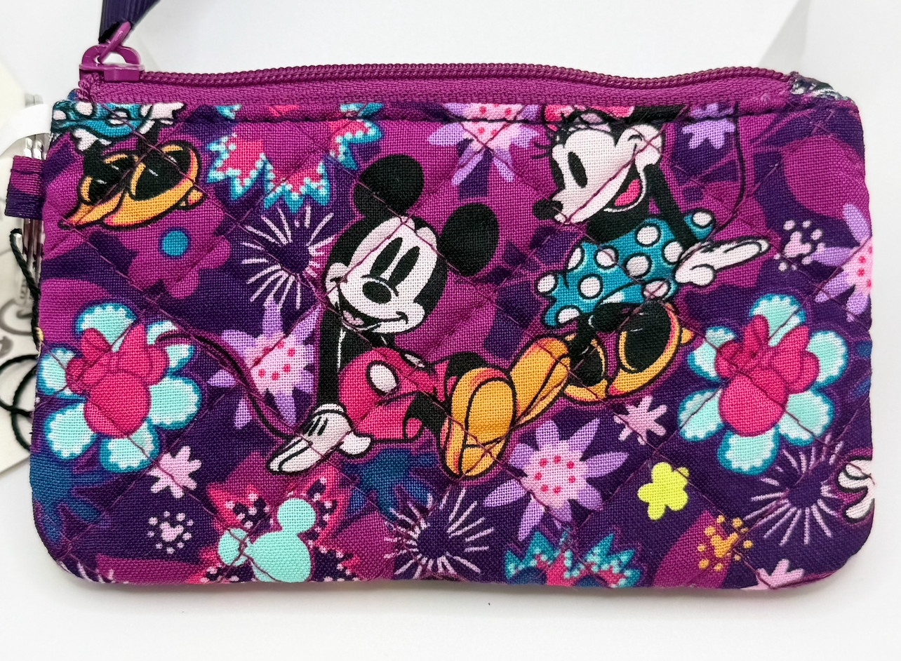 Vera Bradley Disney MICKEY MINNIE Mouse SWEET FLORAL Zip ID Card Case Key Ring