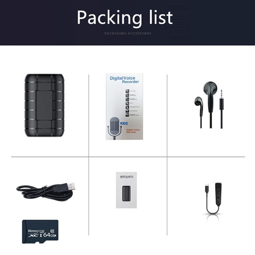 500 Hrs Mini Spy Voice Activated Recorder Digital Audio Magnetic 64GB MP3 Player