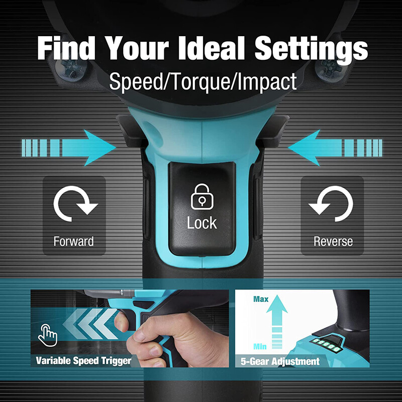 DURATECH 20V Cordless Impact Wrench Sets 1/2" Brushless Impact Driver 600 Ft-Lbs