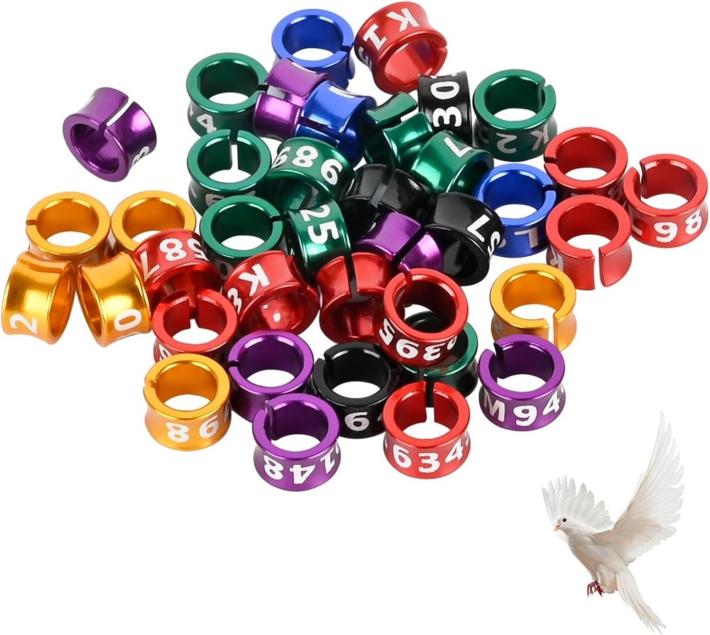 50 Pcs Open Split Aluminum Bird Anklet for   Birds Identification Training Ring