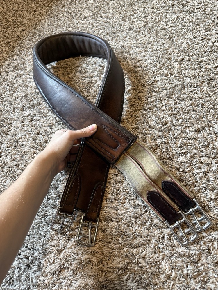 50” Brown Leather Hunter Elastic English Girth