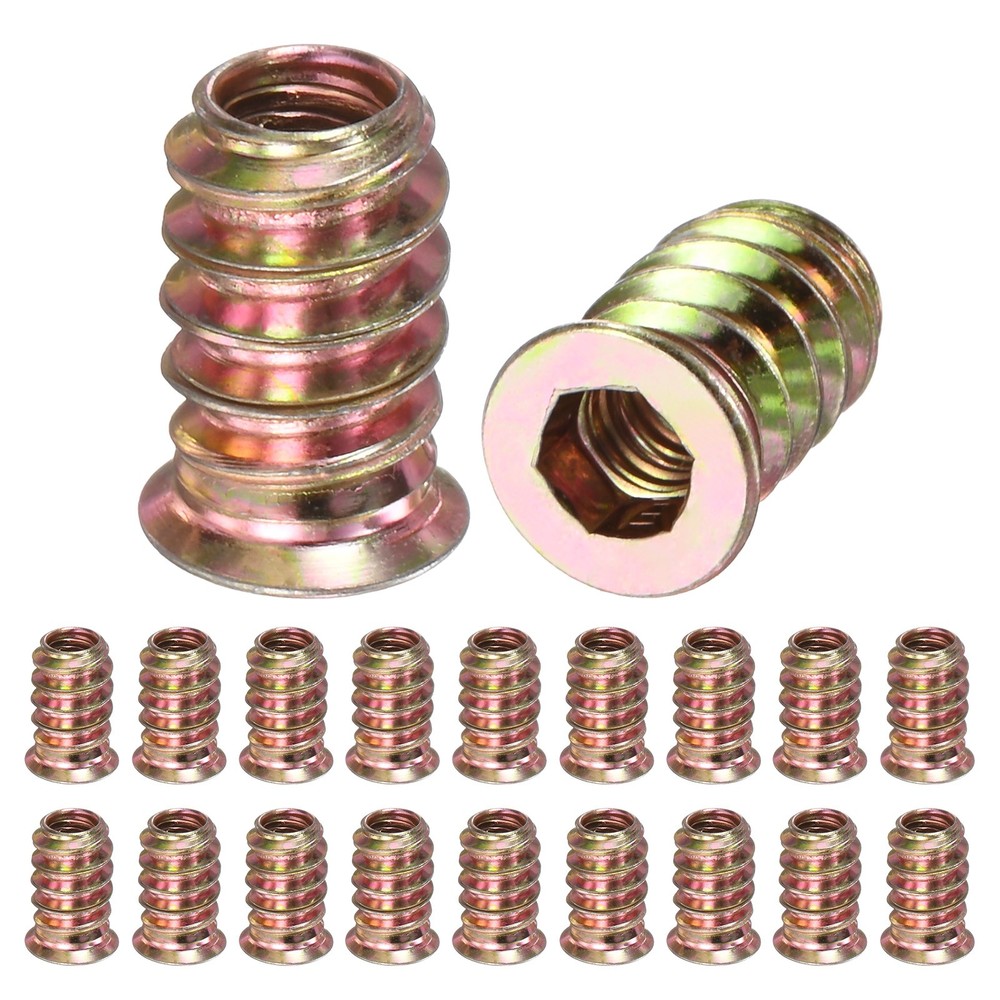 20-Pack Threaded Inserts for Wood, M5x15mm Threaded Insert Nuts [Gold Tone]
