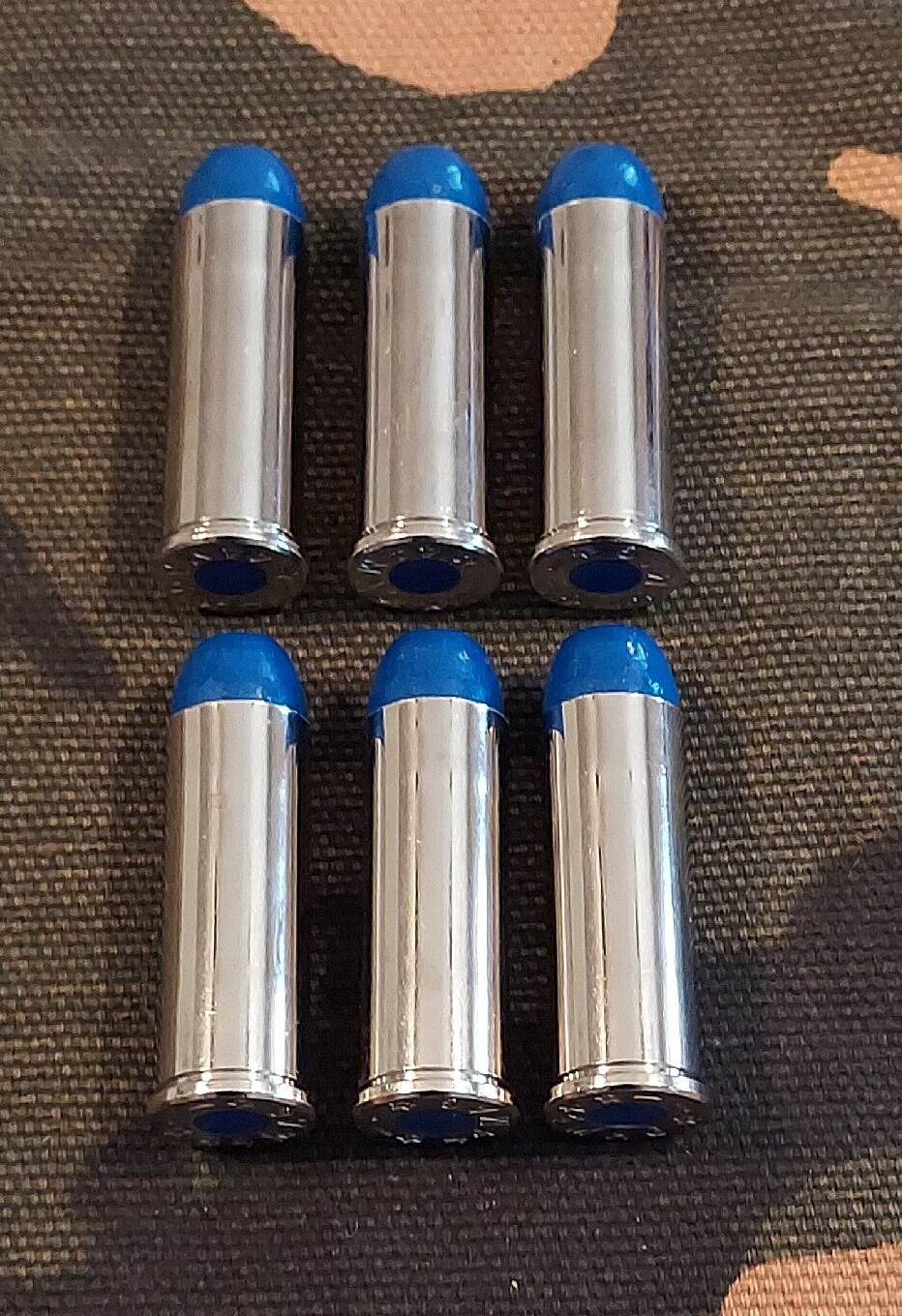 44 REM MAG SNAP CAPS SET OF 6, BLUE AND NICKEL, 200gn.!!!