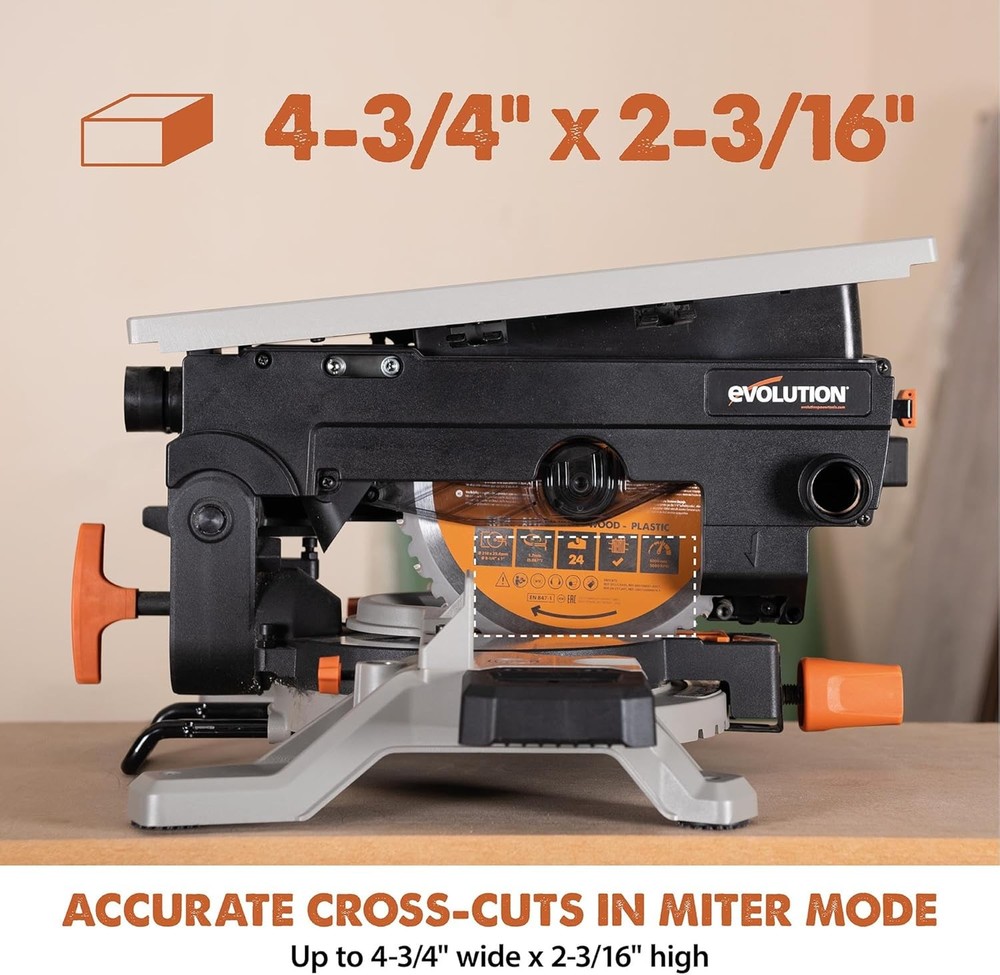 Evolution R8MTS 8-1/4" Convertible Miter/Table Saw - Miter Table Saw