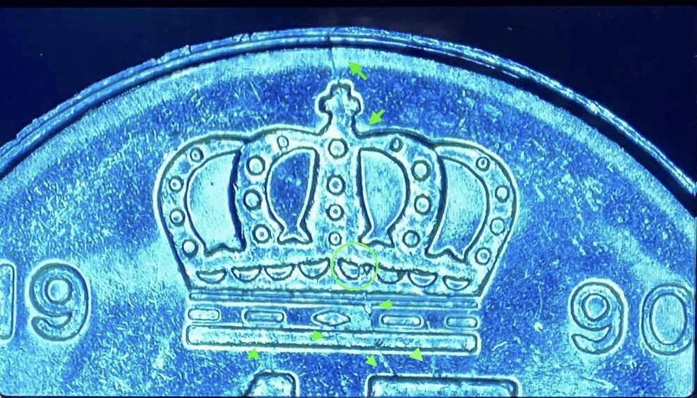 1990 Luxembourg 1 Franc Multi-Die Crack Errors
