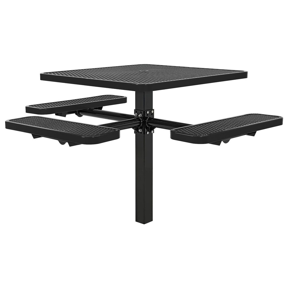 46" ADA Square Picnic Table In-Ground Mount Black