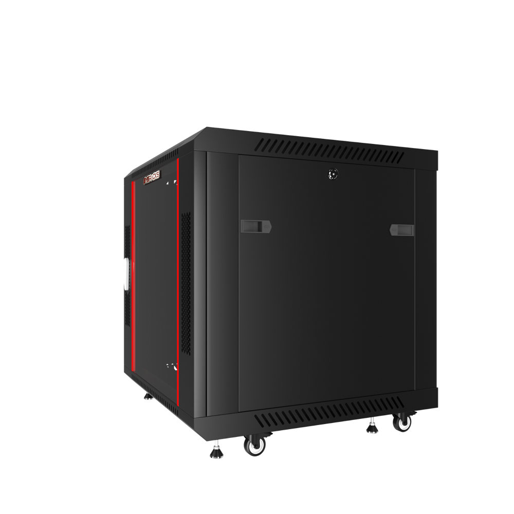 12U Server Rack Locking Network Cabinet Data Enclosure with PDU-Feet-Fan-Shelf