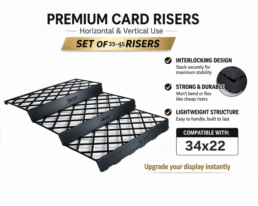 Display Case Card Riser Stands-For 34x22 Vertical/Horizontal Case - 27-33 Risers