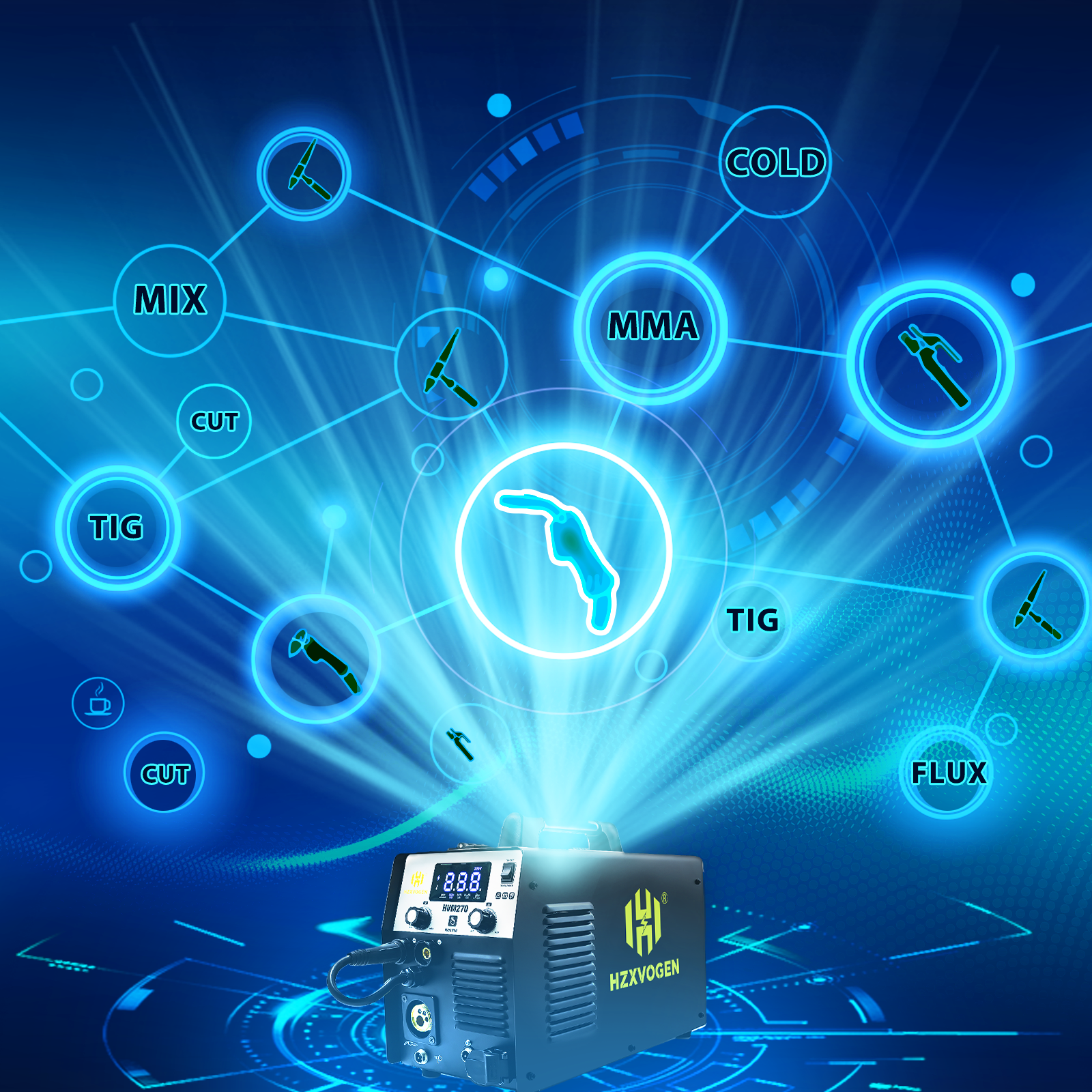 5 in 1 MIG/CUT/TIG/MMA Welder 250A MIG Welder Plasma Cutter 220V Gas/Gasless US
