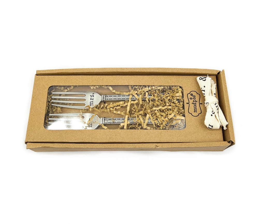 New in Box - Open Box - Mudpie Mr. & Mrs. Boxed Wedding Fork Set