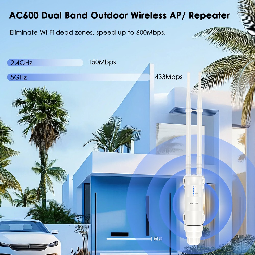 AC1200 WiFi Repeater Outdoor Long Range AC600 Wireless Access Point Extender