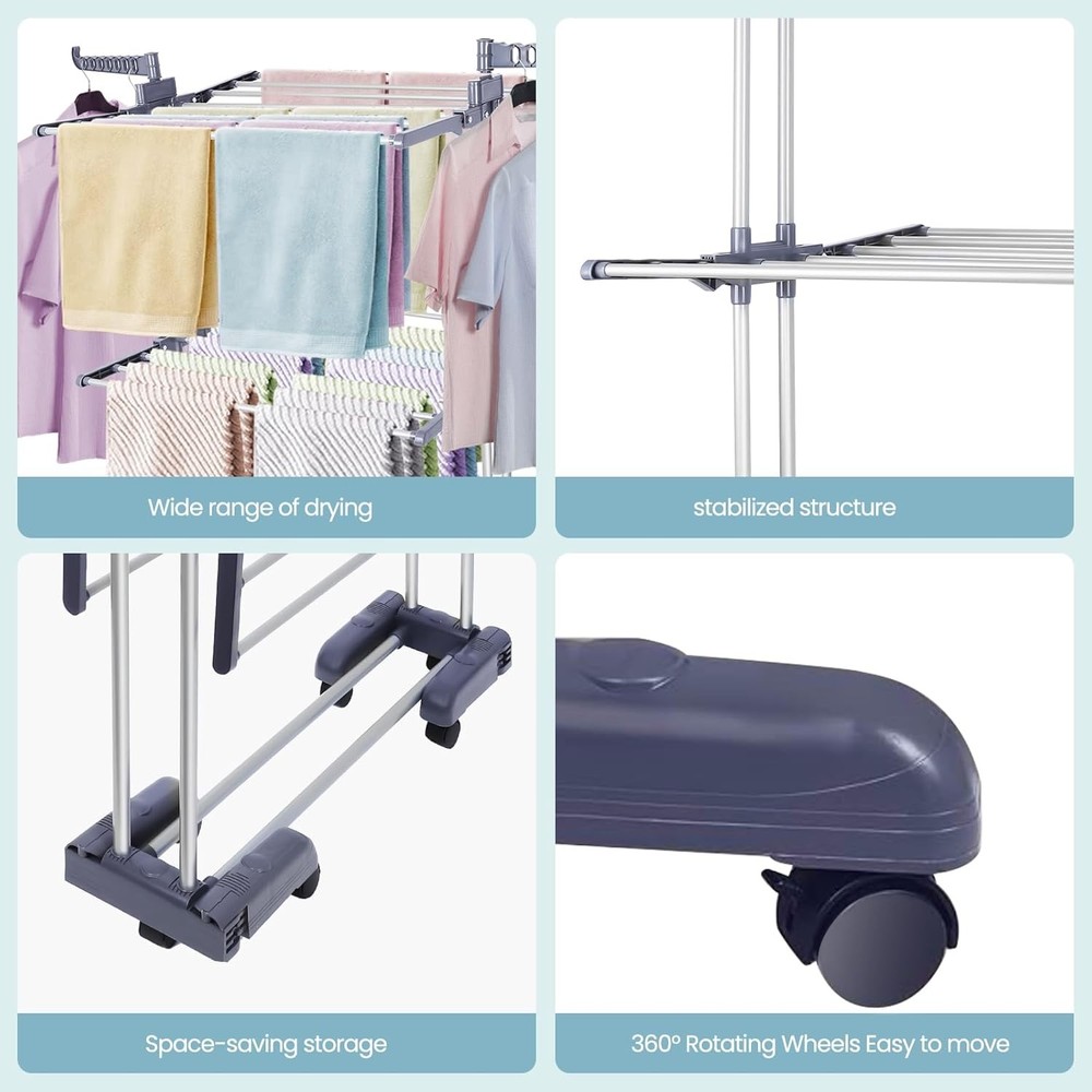Clothes Drying Rack Foldable Drying Rack Clothing,Oversize 4 Tier(70" High