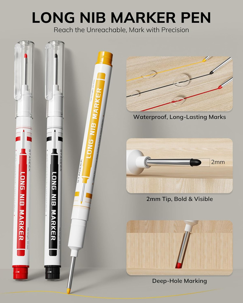 3PCS Carpenter Pencils with Sharpener, Heavy Duty Woodworking Tools, Mechanical
