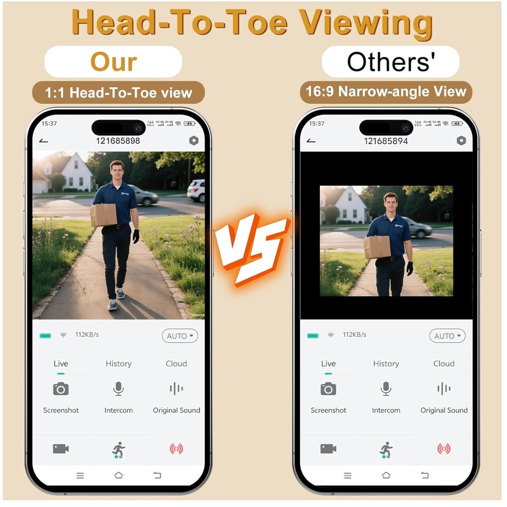 180° Wide View Wireless Doorbell Camera