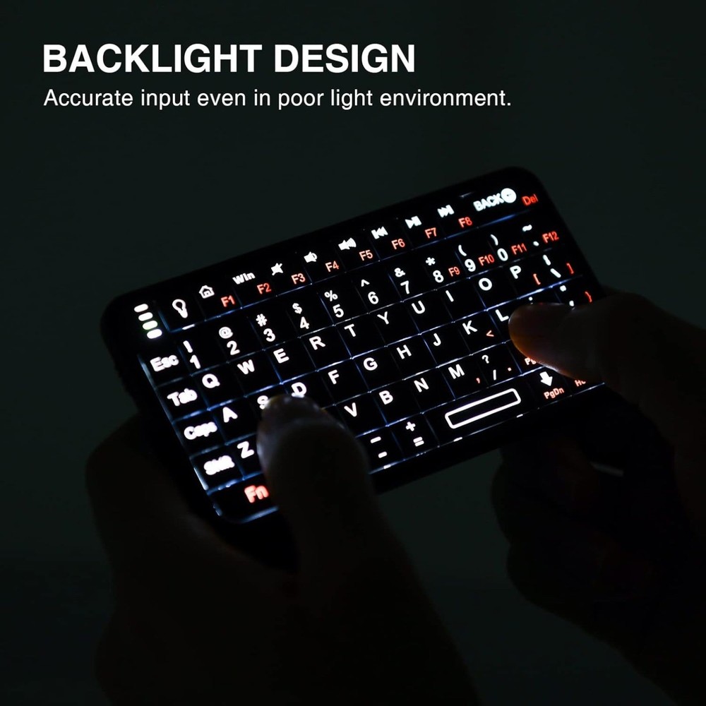 Mini Bluetooth Keyboard,Portable Wireless Rechargeable Keyboard with Backlit
