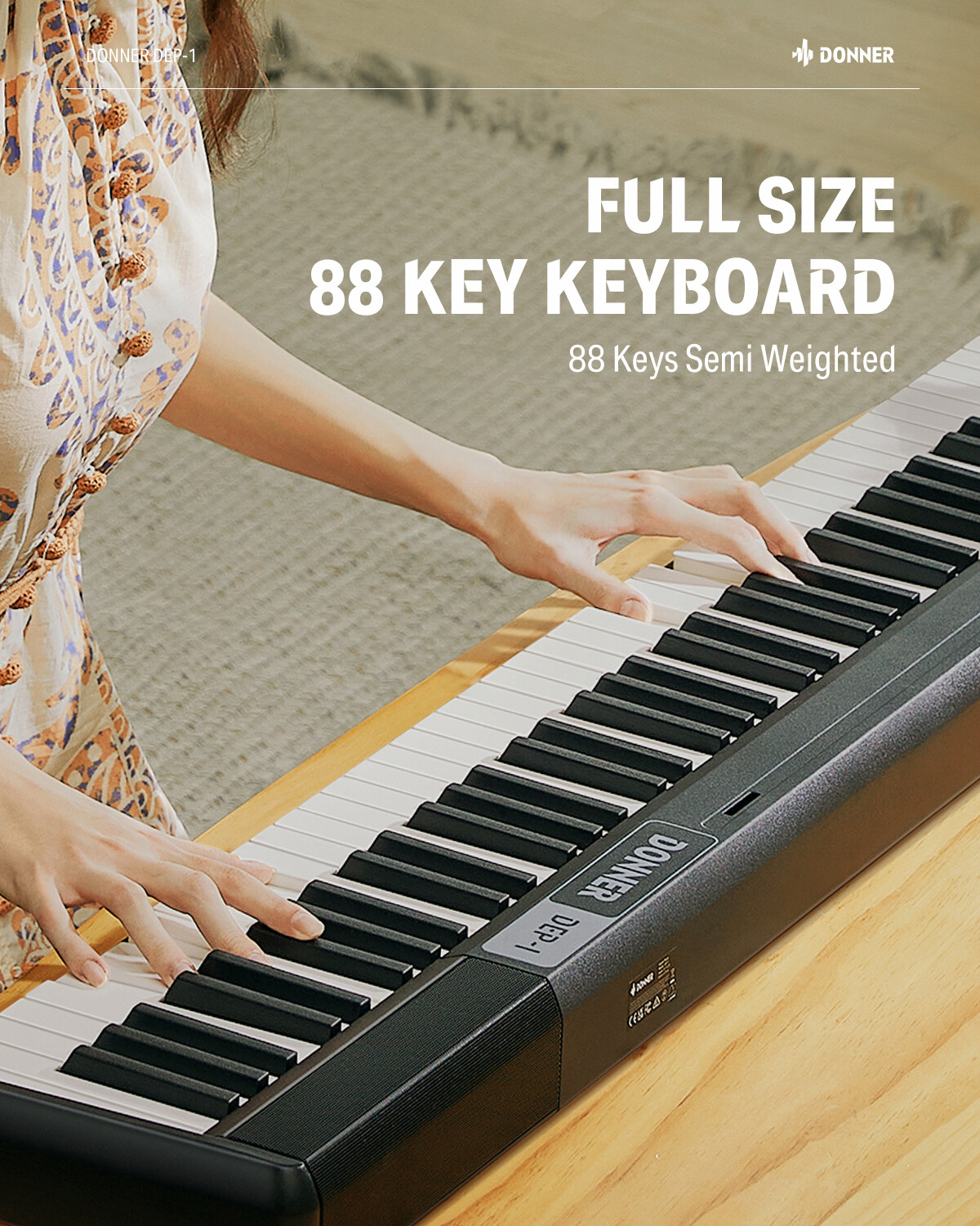 Donner DEP-1 88-Key Digital Piano with Sustain Pedal Case