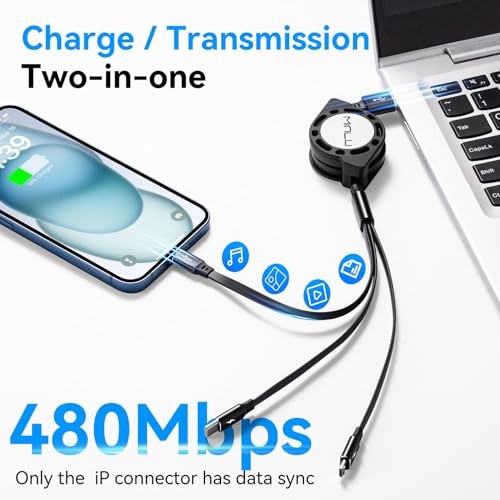 Multi Charging Cable [2Pack 4Ft] 3 in 1 Retractable Fast Charger Cable Multi