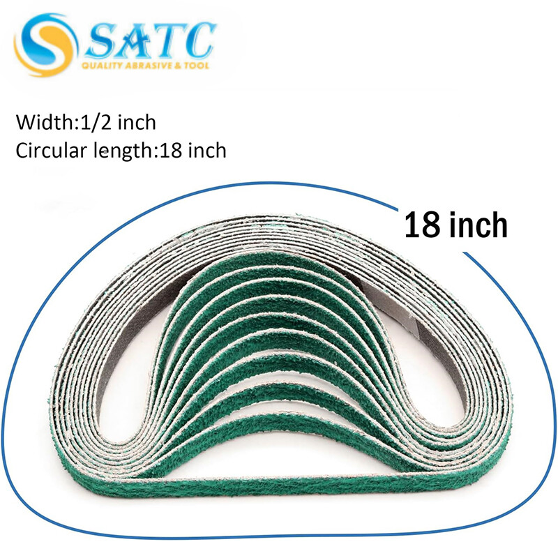 SATC 10 Pack 1/2" x 18" Zirconia Sanding Belts 36 Grit for Air File Belt Sander
