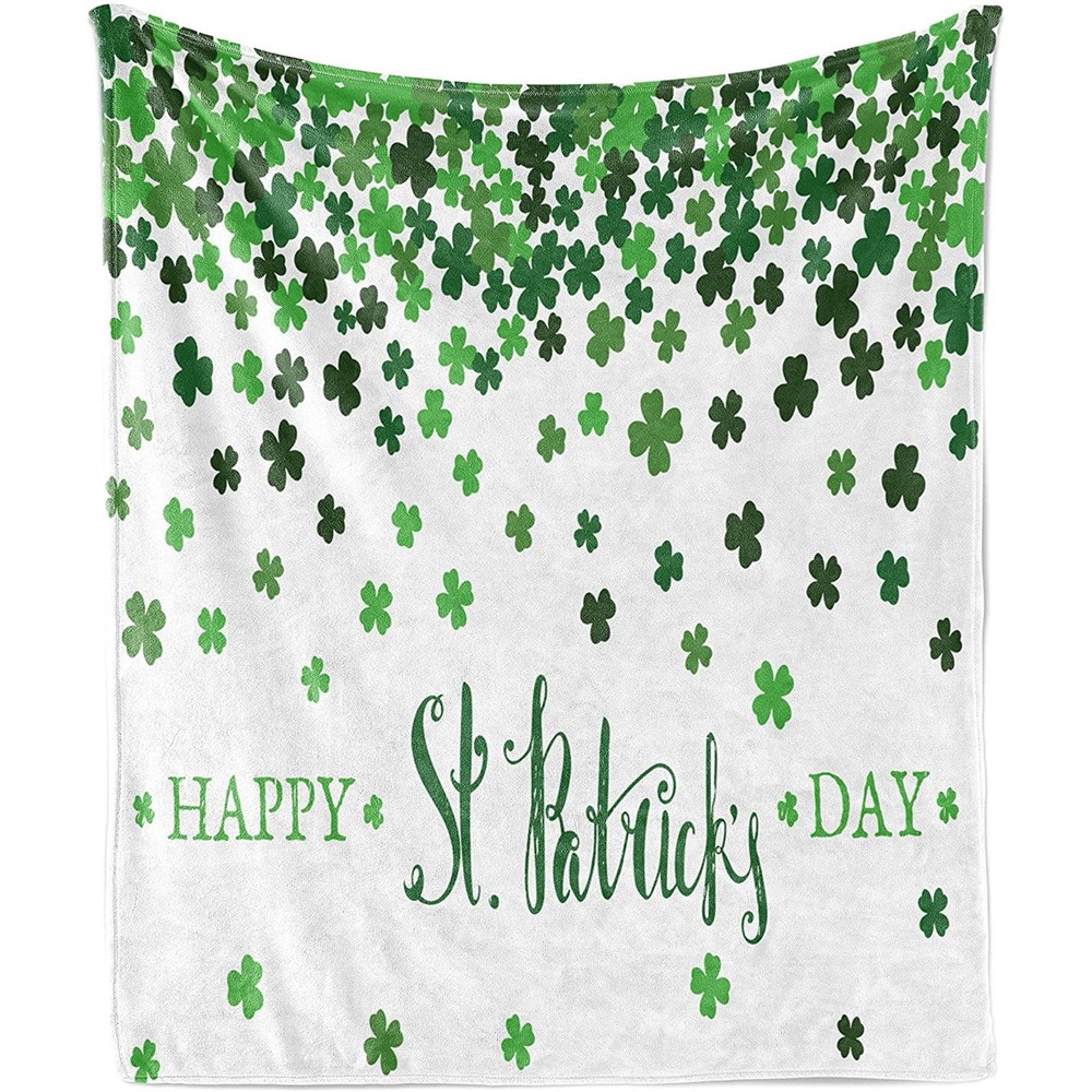 Saint Patrick's Day Traditional Shamrock Fleece Throw Irish Decor Gift