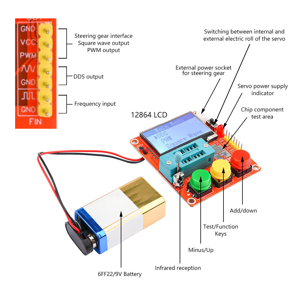LCR-T4-MINI-Z Transistor Tester 1.7" 12864 LCD Capacitance Servo Frequency test