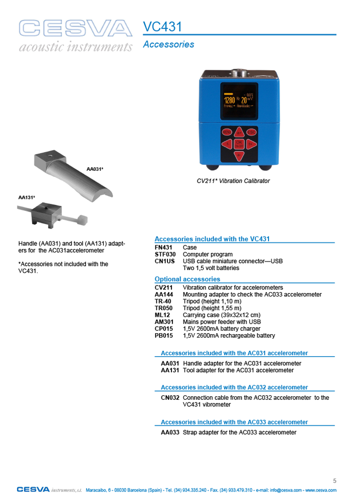 CESVA VC431 Triaxial Vibrometer ISO 804 Vibration Meter