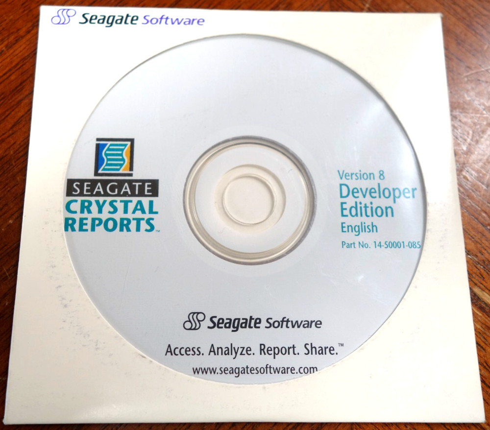 SEAGATE  Crystal Reports Developer Edition Version 8 Full Product New