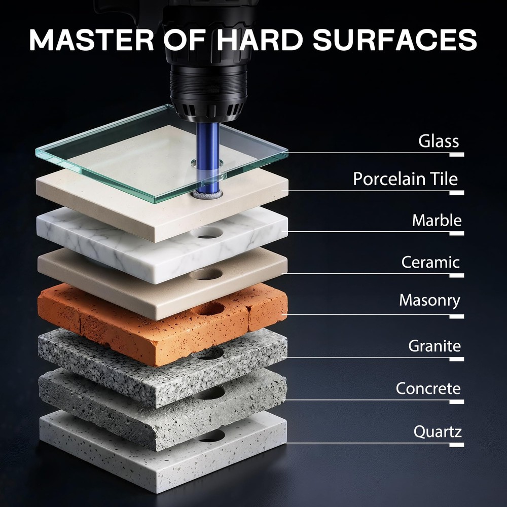 9-Piece Dry Diamond Drill Bit Set for...