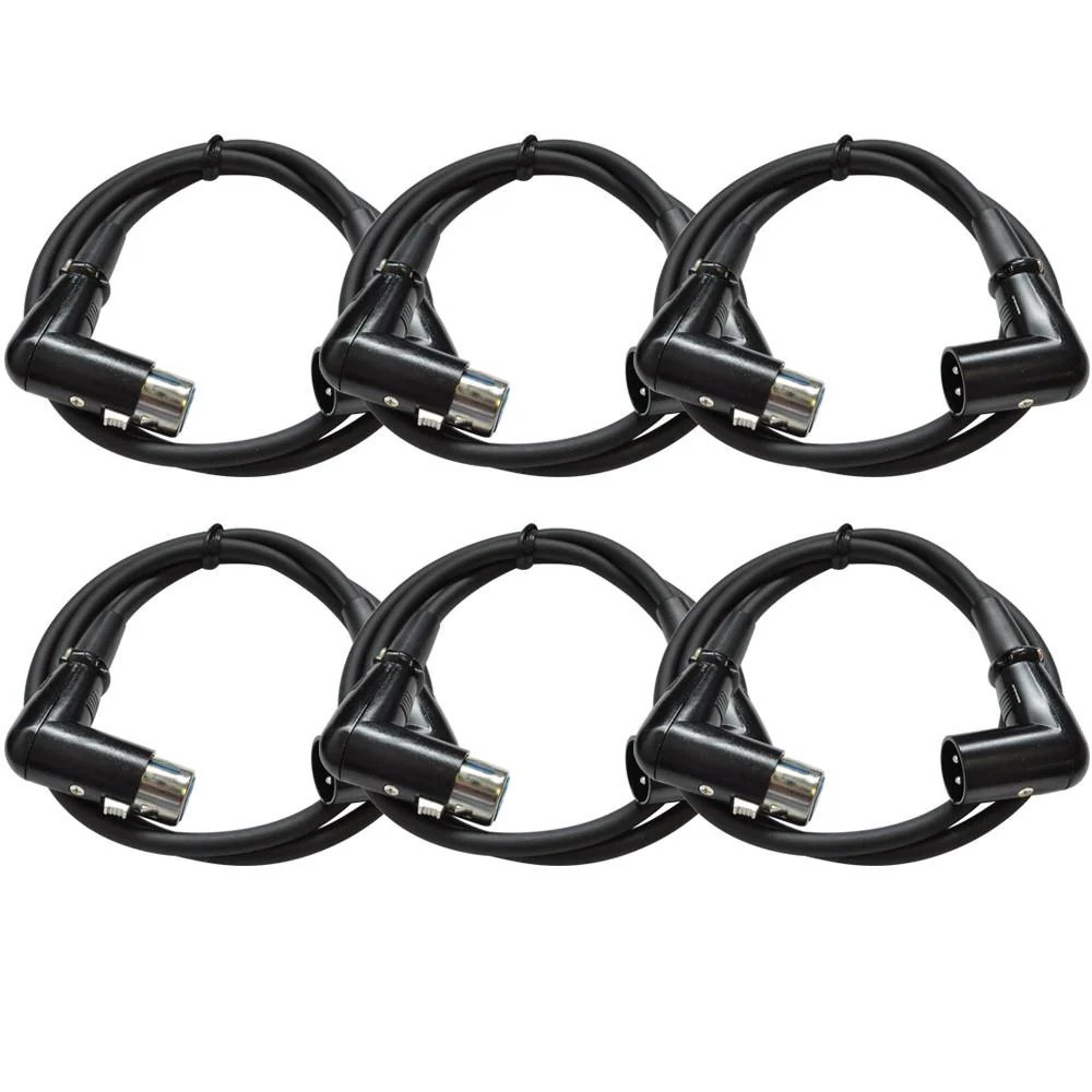 SARAX3 6 Pack 3' Right Angle XLR Patch Cables
