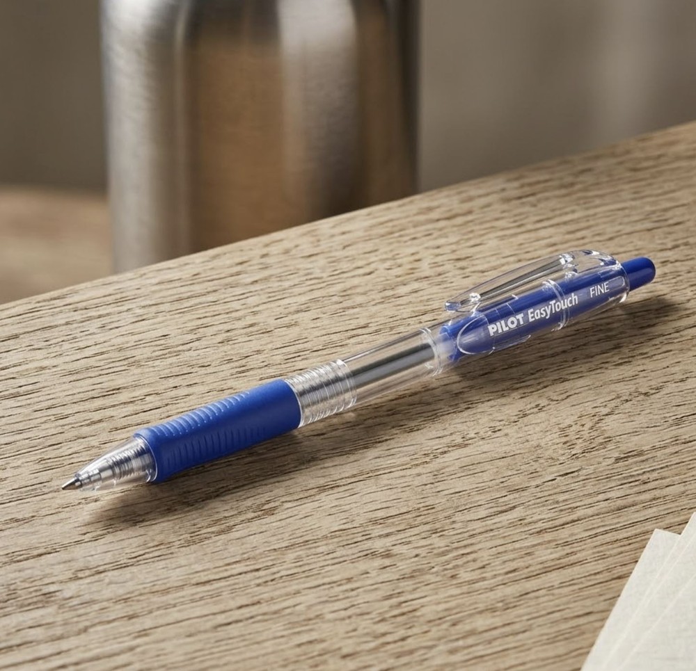 12pc Blue Ballpoint Pens Fine Point 0.7mm Retractable Refillable Bulk Office