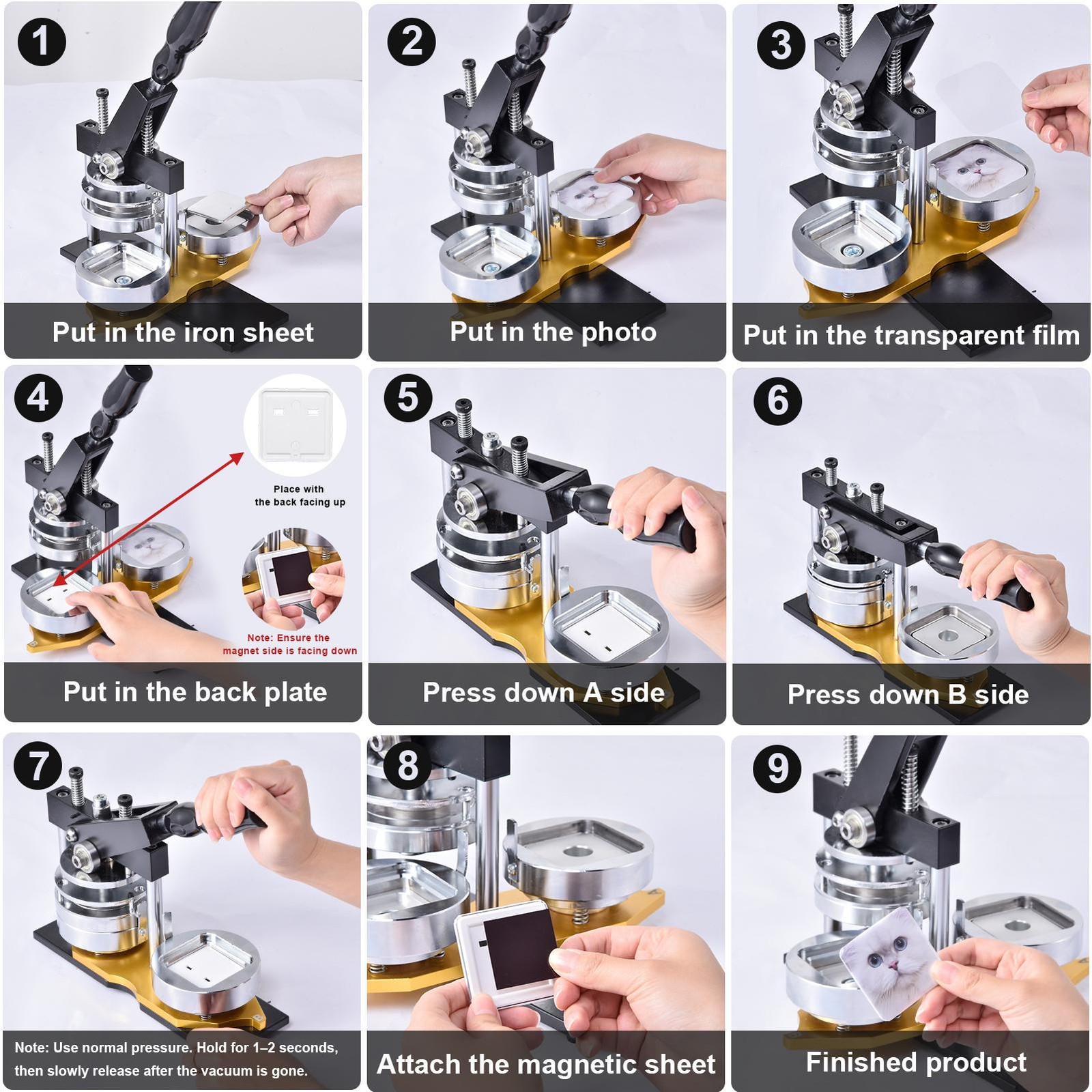 2"x 2" Square Magnet Machine & Badge Maker Kit 100pcs Materials