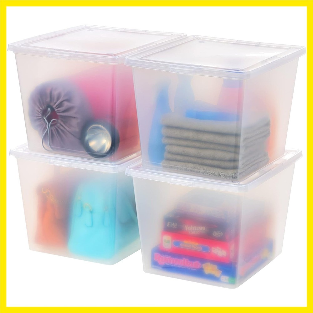4-Pack Storage Bins with Lids, 36 Quart, Clear Stackable Containers Box Organ...