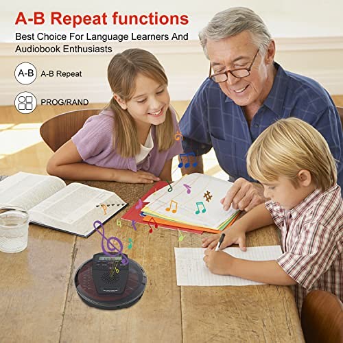 Rechargeable CD Player Portable with Bluetooth,Compact Anti-Skip Shockproof