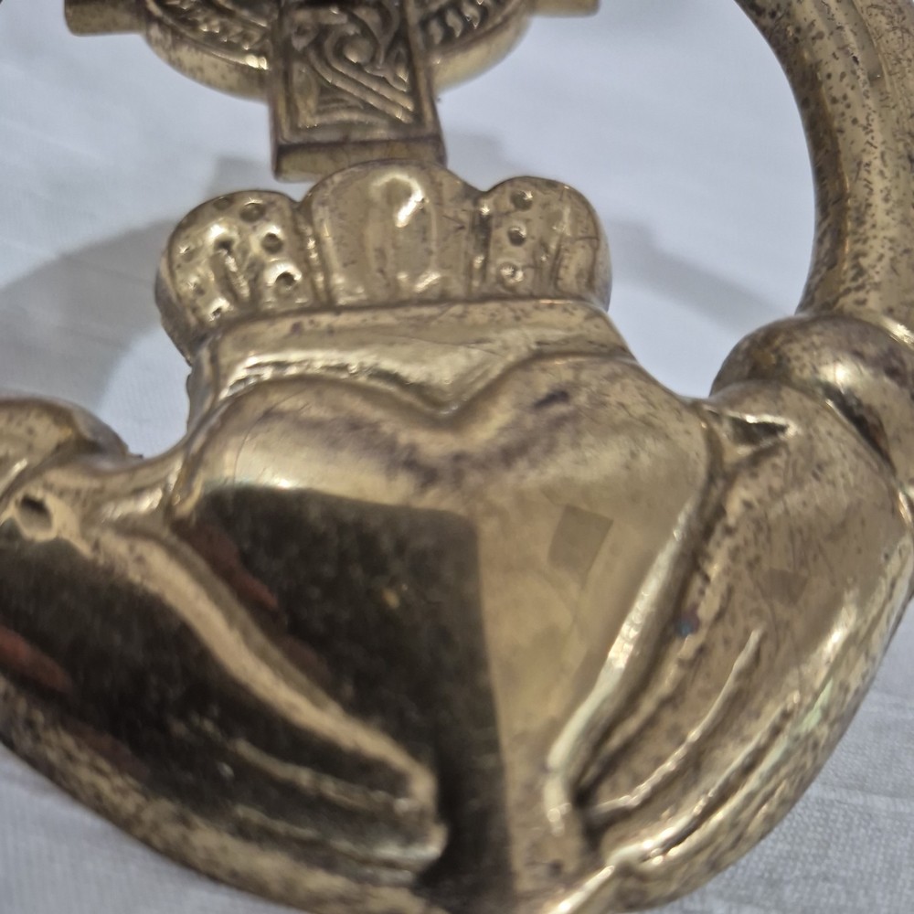 Solid Brass Irish Claddagh Celtic Cross Door Knocker Made in Spain