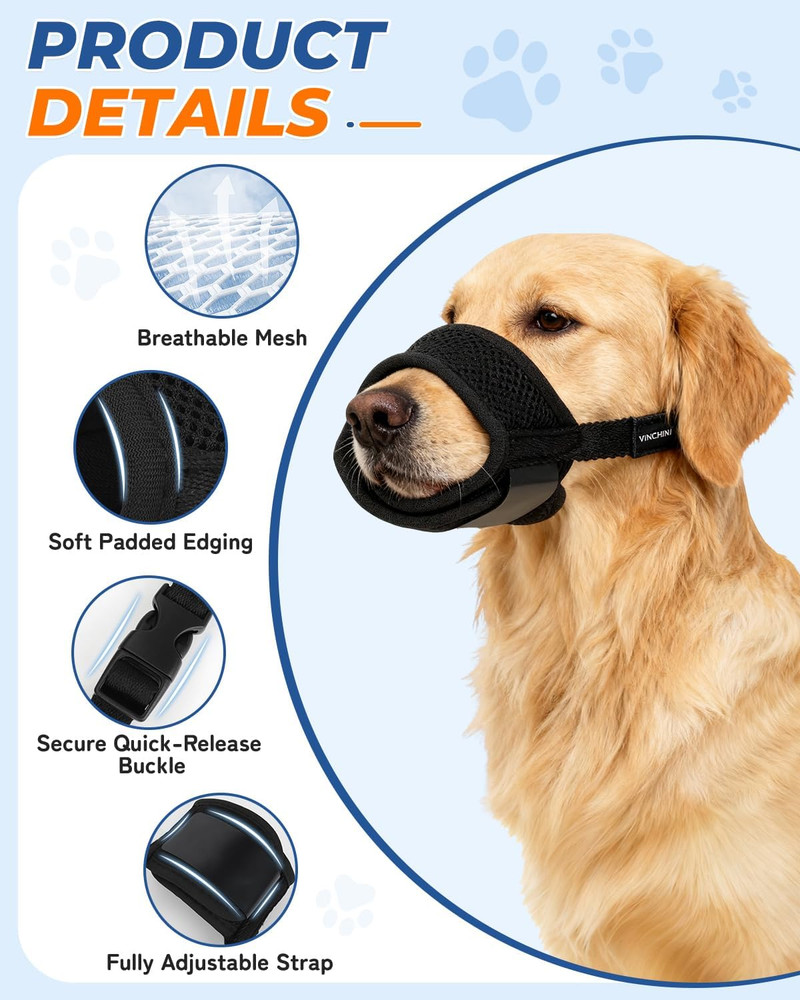 Dog Muzzle for Safety & Behavior Management - Breathable Comfort Fit with Adjust