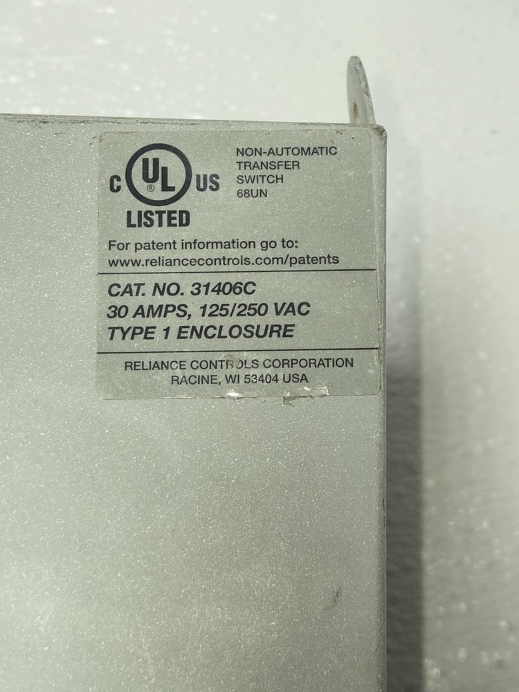 Reliance Protran Model 31406c 30 Amp Transfer Switch Kit