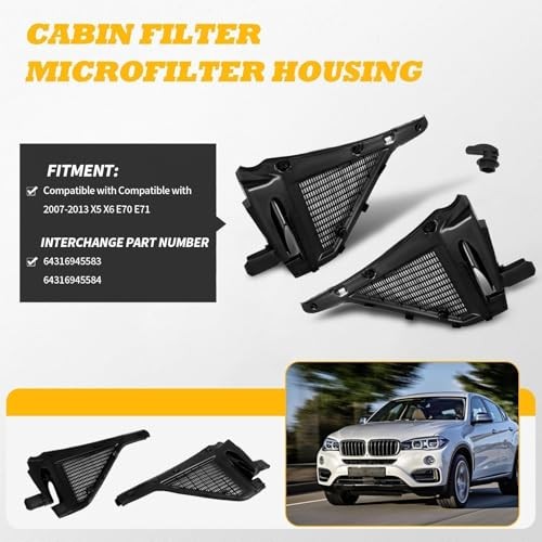 Pair Left and Right Cabin Filter Microfilter Housing Assembly Compatible with