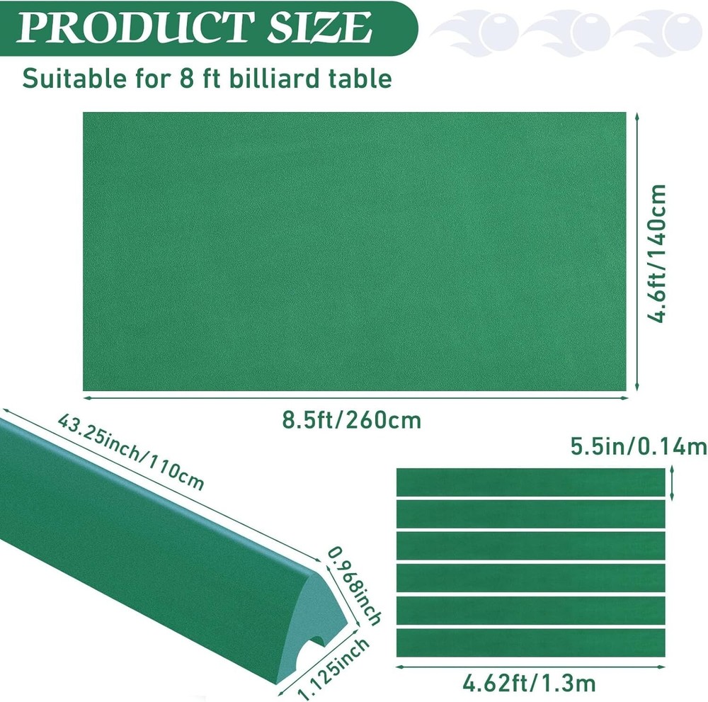 Billiard Cloth for 8 ft Pool Table Pre Cut Pool Table Felt Billiard Protector...