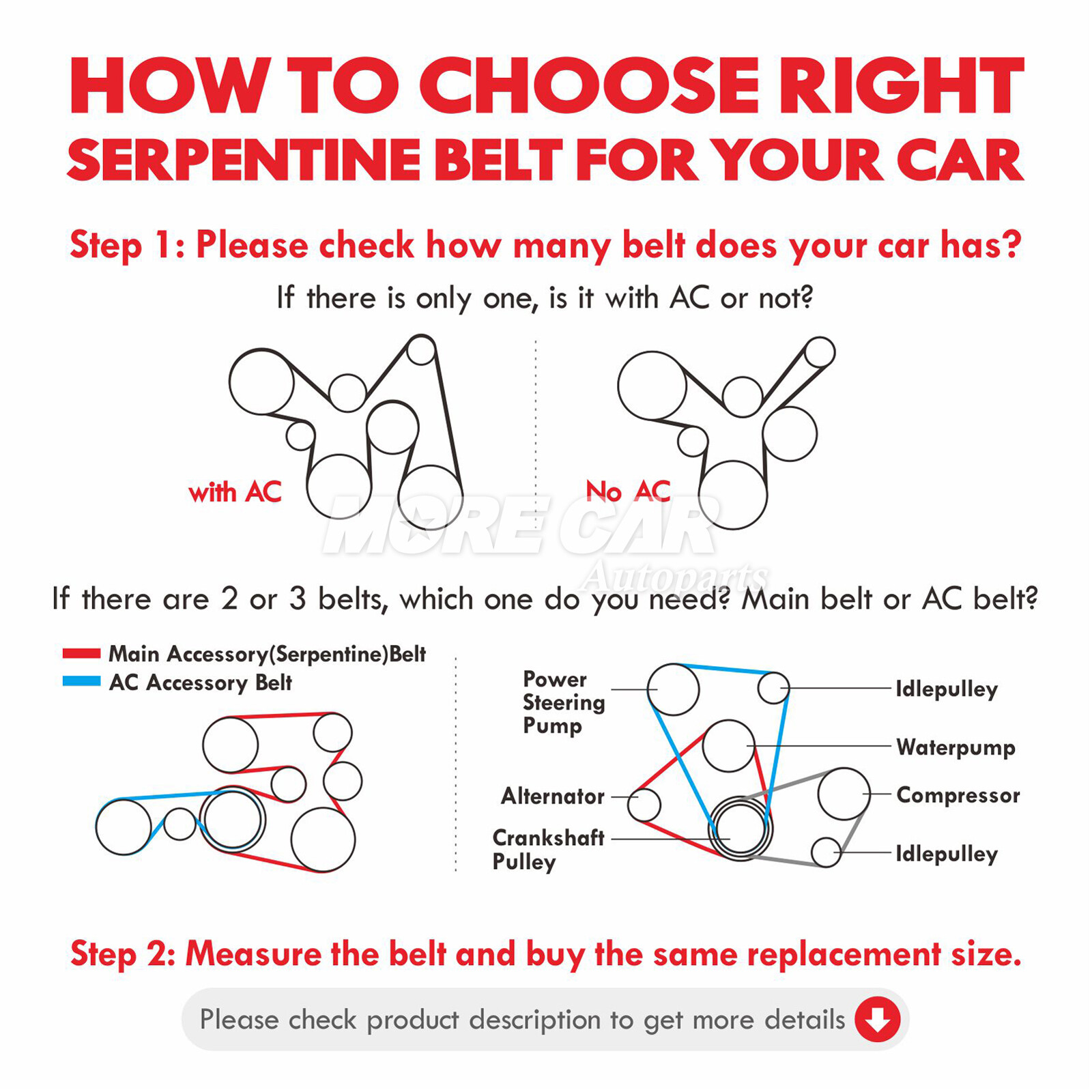 EPDM Serpentine Belt 6PK2020 for Chrysler Dodge Cadillac Ford Jeep Ram Saturn