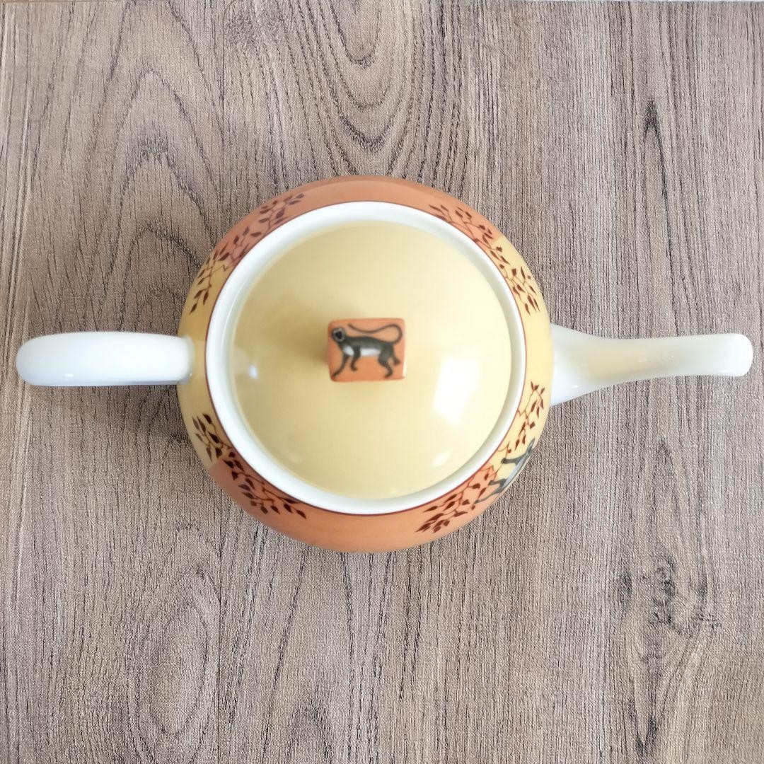 Hermes Paris Tea Pot Africa Orange Porcelain Tableware near mint gift
