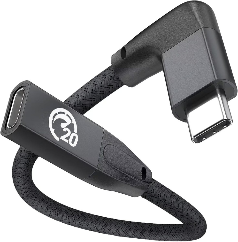 UseBean Right Angle USB C Extension Cable 0.6FT, 90 Degree USB-C BLACK