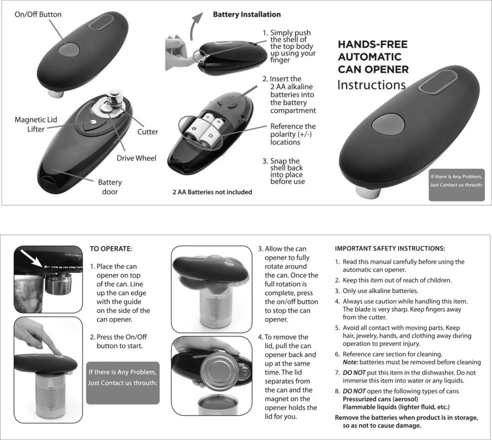 Electric Can Opener Automatic Jar Bottle Can Machine One Touch Portable Kitchen