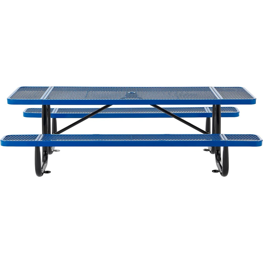 Global Industrial 8'L Rectangular Picnic Table Expanded Metal Blue