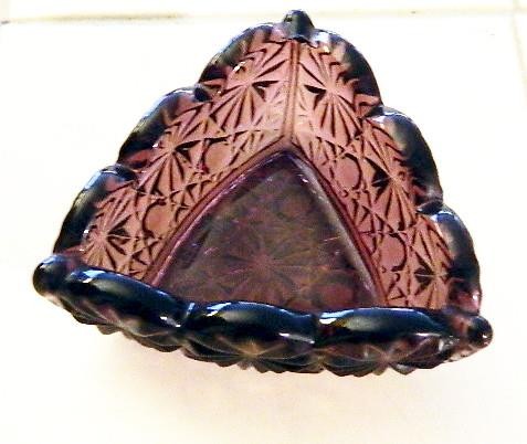 Vintage  Amethyst "Daisy & Button" Mini Triangle Open Salt 2.5" Free Ship