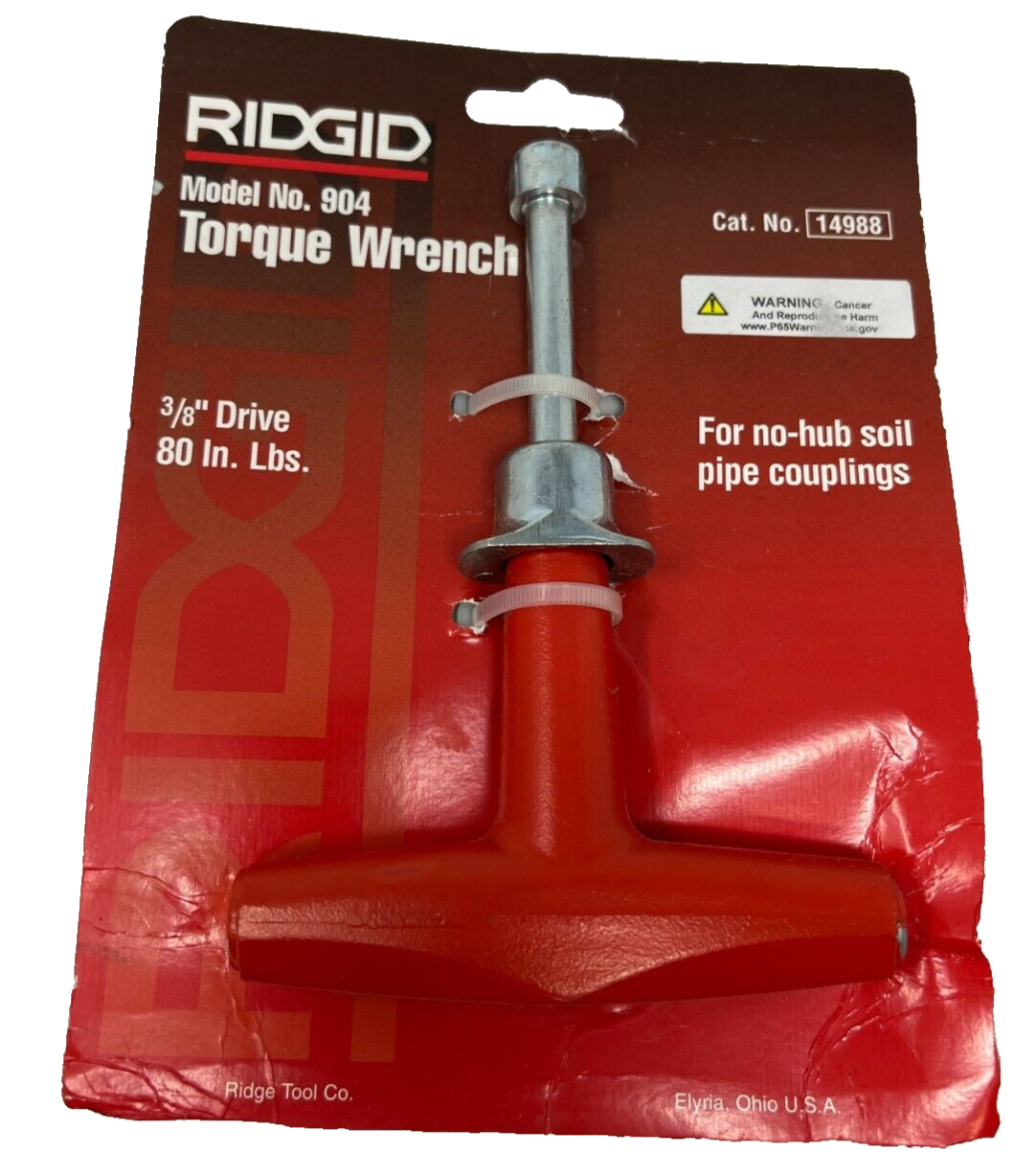 NEW 14988 Ridgid 3/8 No Hub Soil Pipe Torque Wrench 80 IN/LB Fast Free Shipping!