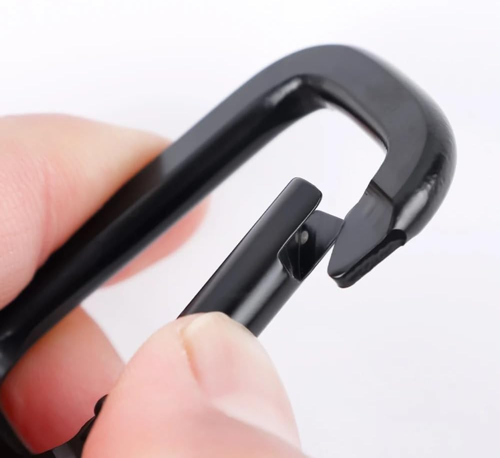 6 Pack Rectangle Carabiner with Black Key Rings Carabiner Clips D Ring Spring Sn