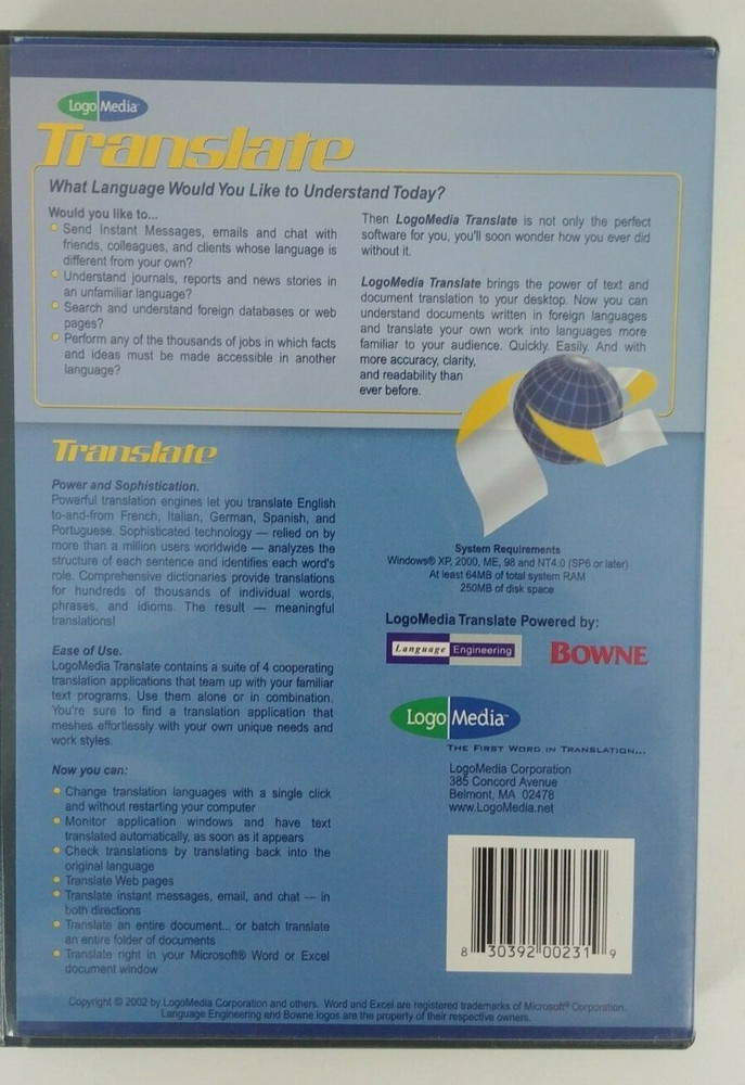 (Used) LogoMedia Translate Version 2 - PC Computer Software CD 2002